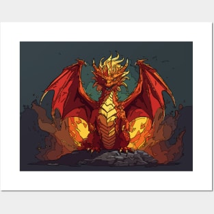 Dragon on fire Posters and Art